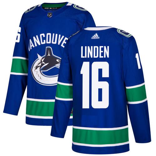 Adidas Canucks #16 Trevor Linden Blue Home Authentic Stitched NHL Jersey